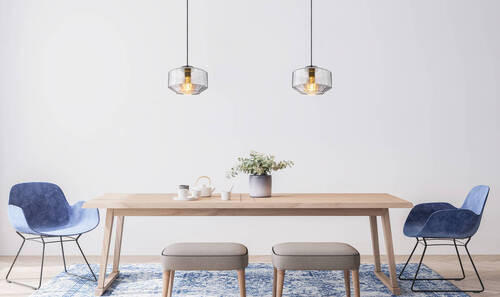 HÄNGLAMPA 24/120 cm  - svart, Design, metall/glas (24/120cm) - Globo