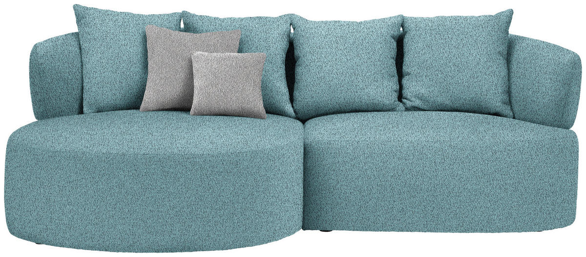 ECKSOFA in Bouclé Schwarz, Türkis  166/235 cm  - Türkis/Taupe, MODERN, Kunststoff/Textil (166/235cm) - Hom`in