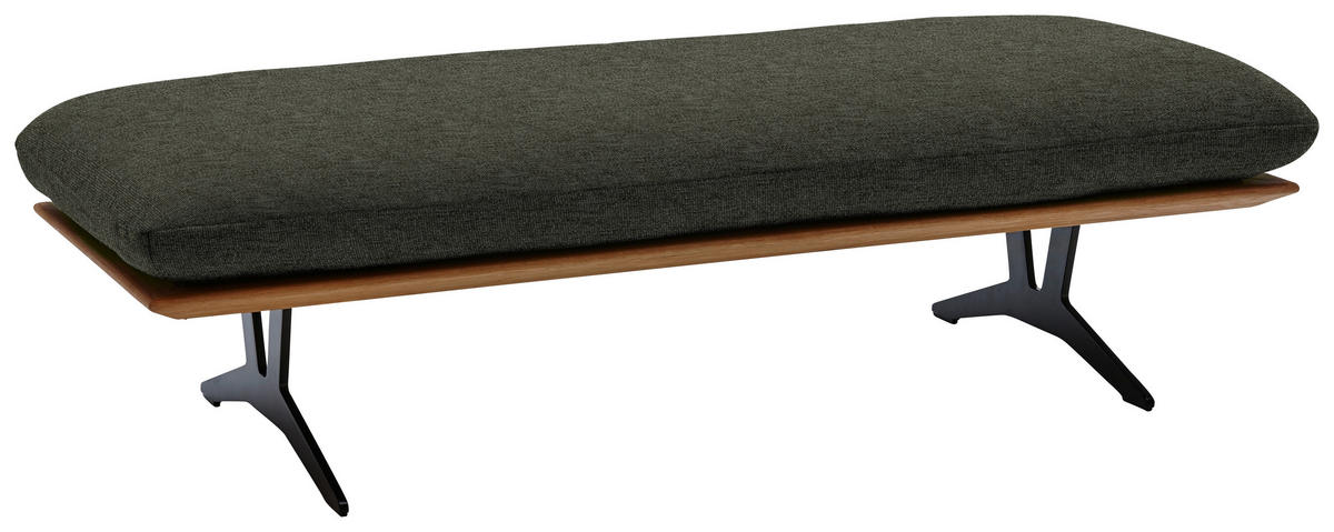 HOCKERBANK in Holz, Textil Graubraun  - Graubraun/Schwarz, Design, Holz/Textil (150/43/60cm) - Dieter Knoll