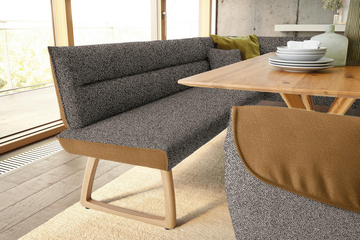 ECKBANK 162/237 cm  in Dunkelbraun, Currygelb  - Currygelb/Eichefarben, Design, Holz/Textil (162/237cm) - Koinor