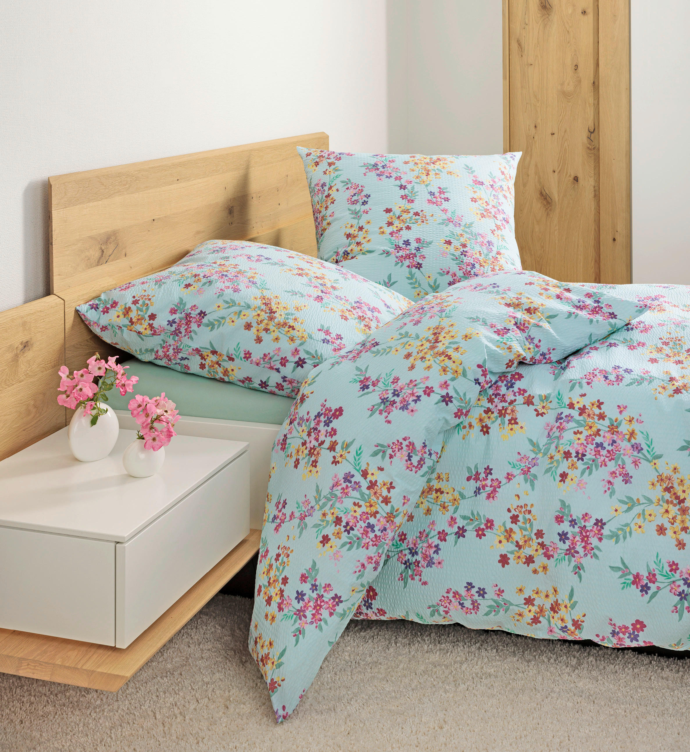 BETTWÄSCHE 135/200 cm Seersucker  - Türkis/Multicolor, Design, Textil (135/200cm) - Janine