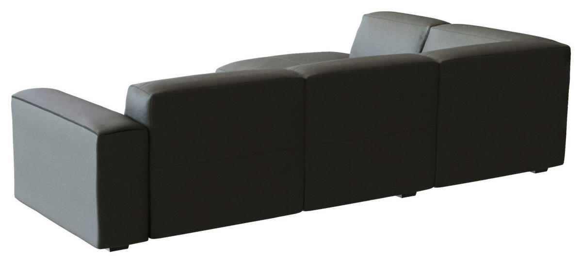 ECKSOFA Dunkelgrau Echtleder  - Dunkelgrau/Schwarz, Design, Leder/Holz (231/288cm) - Livetastic