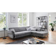 ECKSOFA Grau Struktur  - Schwarz/Grau, MODERN, Textil/Metall (275/235cm) - Cantus