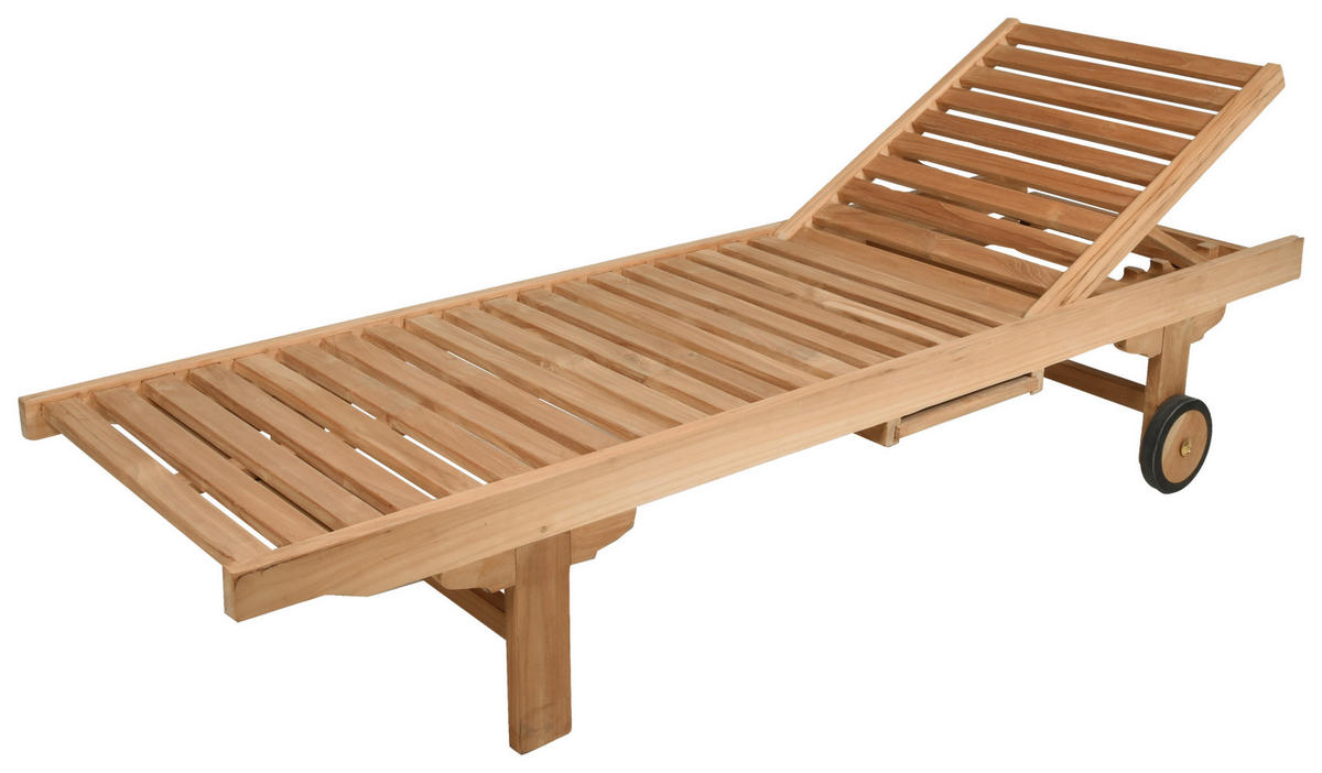 SONNENLIEGE 64,5/85/198 cm Teakholz  - Hellbraun, MODERN, Holz (64,5/85/198cm) - Gardenson