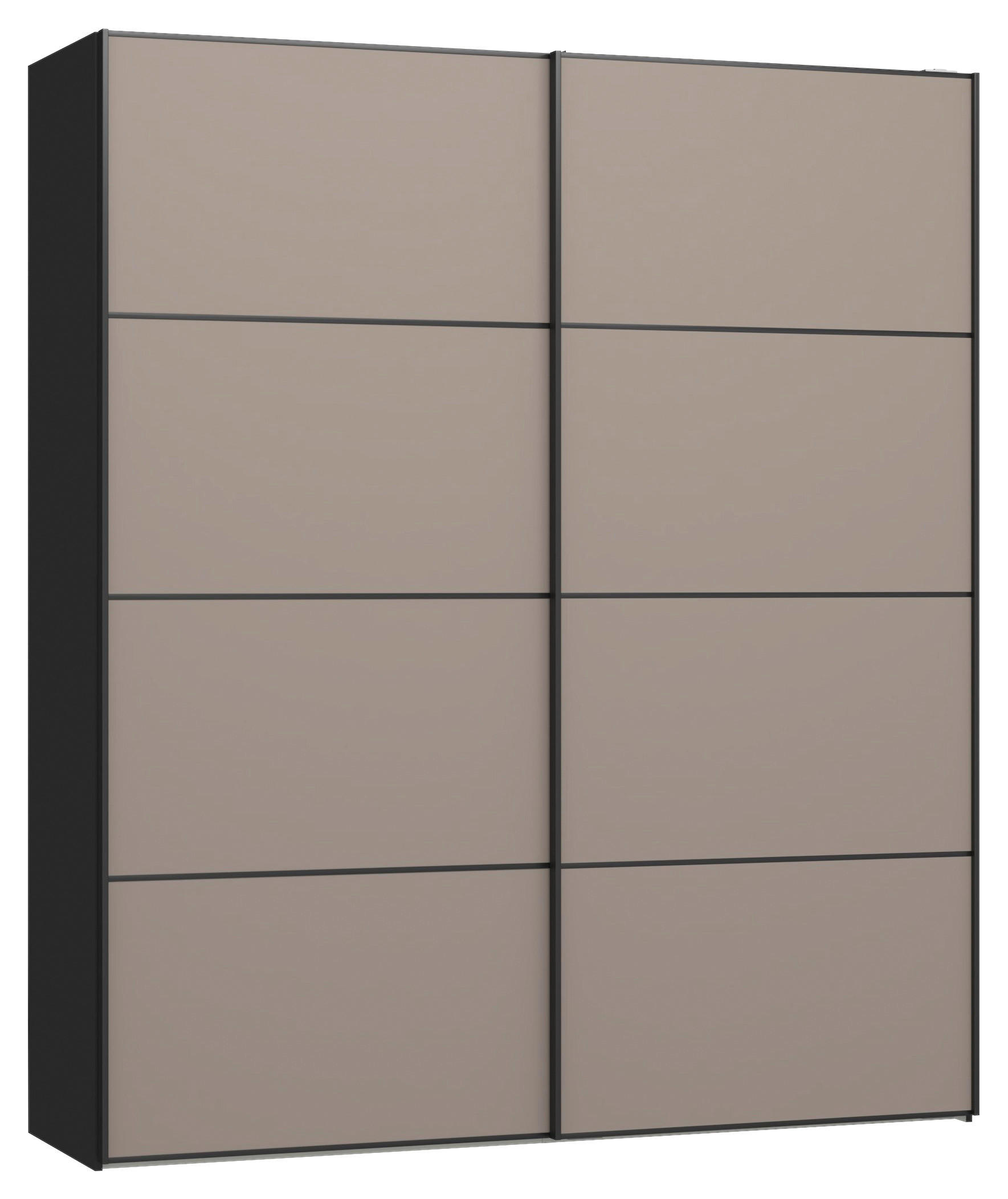 SCHWEBETÜRENSCHRANK 203/236/65 cm 2-türig Hellbraun, Schwarz  - Hellbraun/Schwarz, Design, Holzwerkstoff/Metall (203/236/65cm) - Jutzler