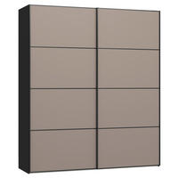 SCHWEBETÜRENSCHRANK 203/236/65 cm 2-türig Hellbraun, Schwarz  - Hellbraun/Schwarz, Design, Holzwerkstoff/Metall (203/236/65cm) - Jutzler