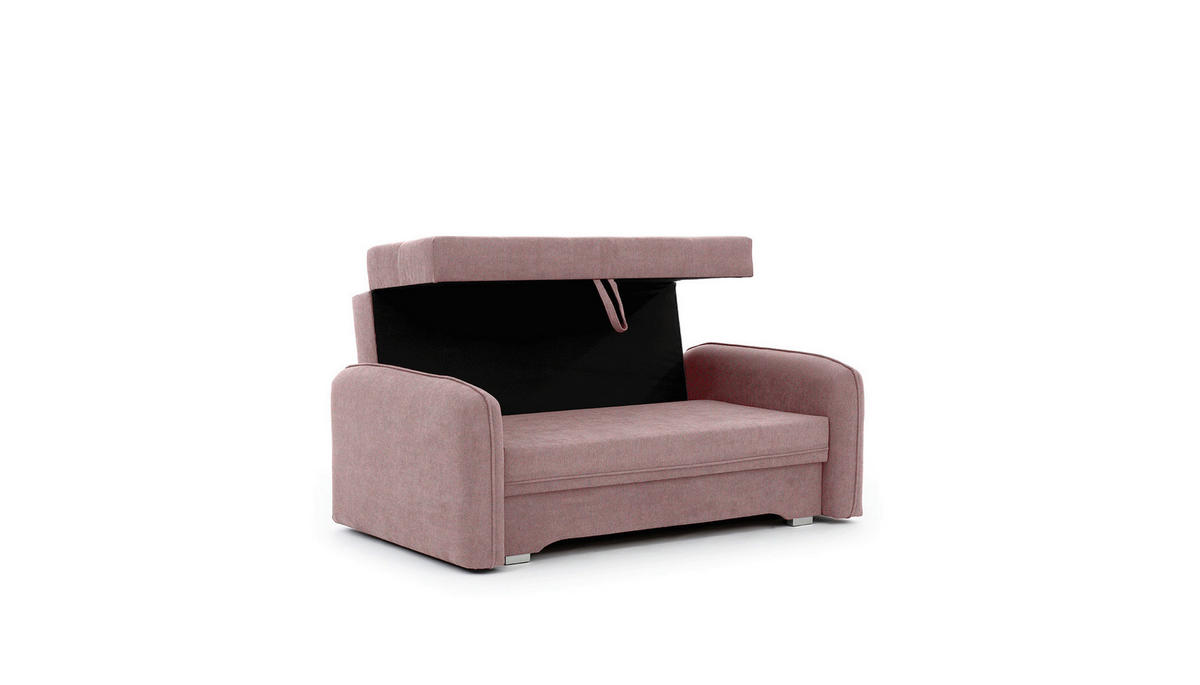 SCHLAFSOFA in Textil Rosa  - Silberfarben/Rosa, Design, Kunststoff/Textil (155/105/75cm) - MID.YOU