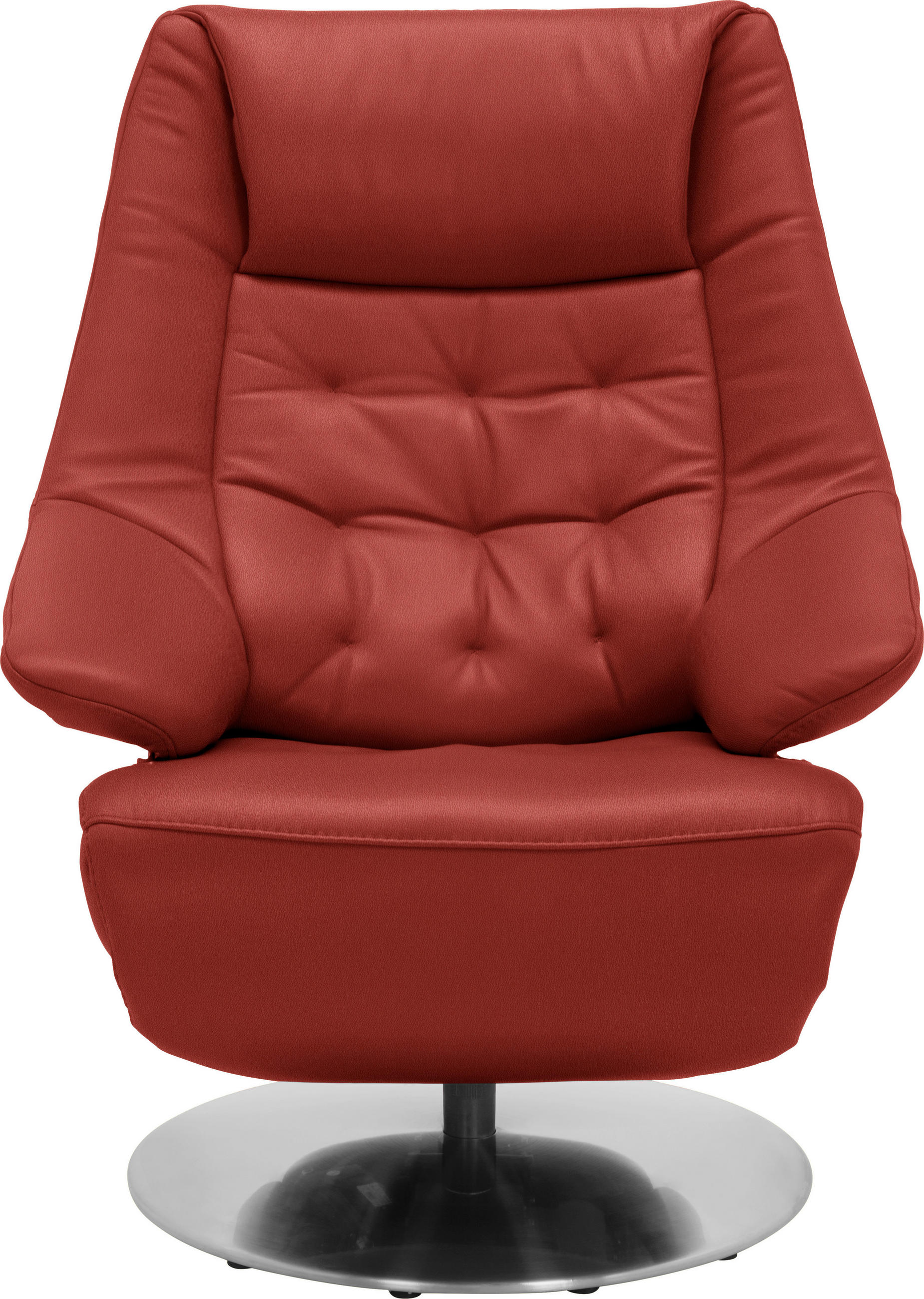 RELAXSESSEL in Leder Bordeaux  - Bordeaux/Alufarben, Design, Leder/Metall (84/111/91cm) - Valdera