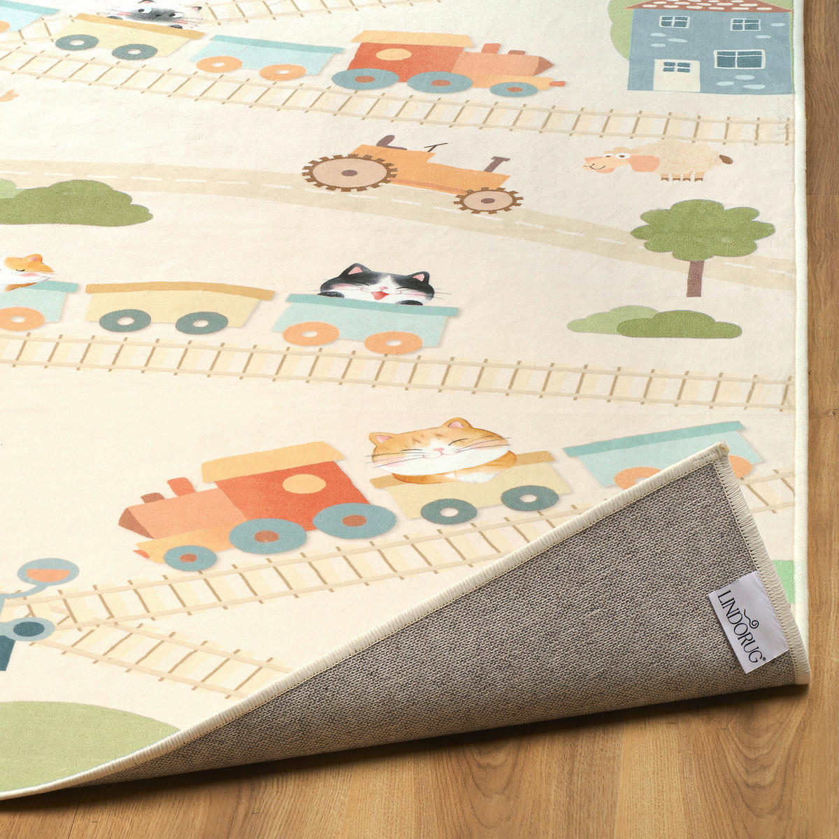 KINDERTEPPICH Living Verovia 120/120 cm  in Creme, Koralle, Salbeigrün  - Koralle/Salbeigrün, Trend, Kunststoff/Textil (120/120cm) - Lindorug