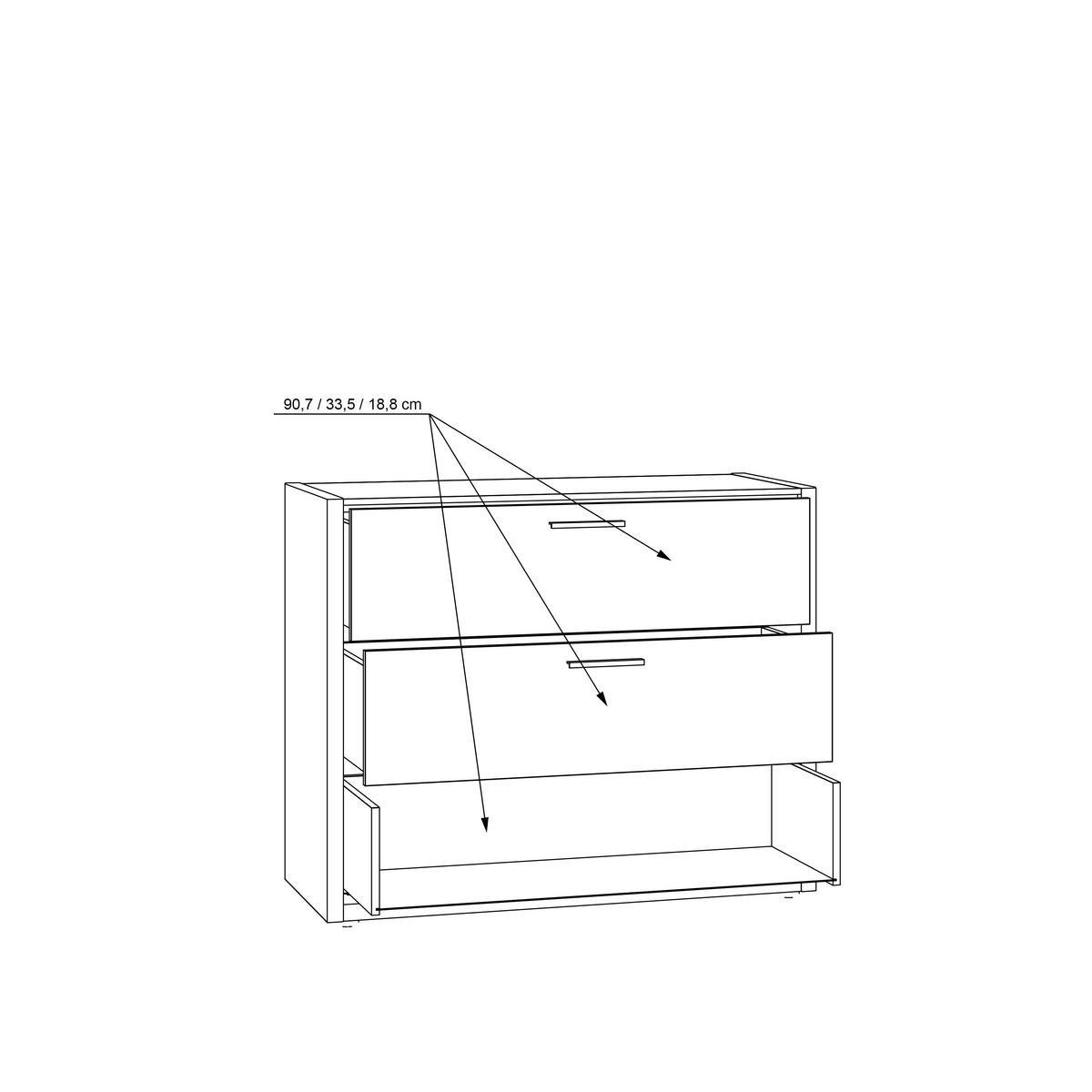 KOMODA   101,1/83,3/41,5 cm   bijela, boje hrasta  - bijela/siva, Moderno, drvni materijal/metal (101,1/83,3/41,5cm) - Carryhome