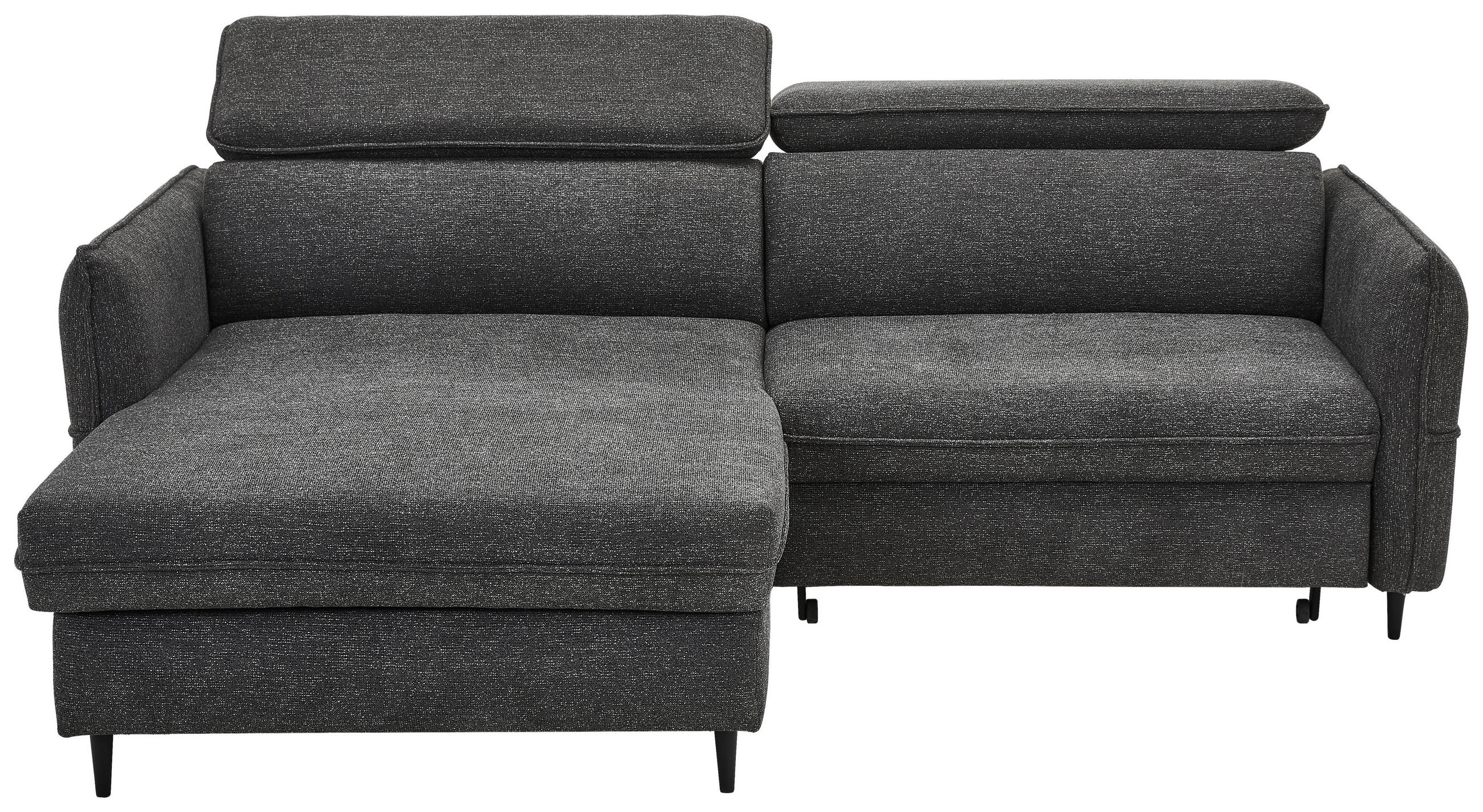 ECKSOFA  in Struktur Dunkelgrau  - Dunkelgrau/Schwarz, Design, Holz/Textil (185/232cm) - Stylife