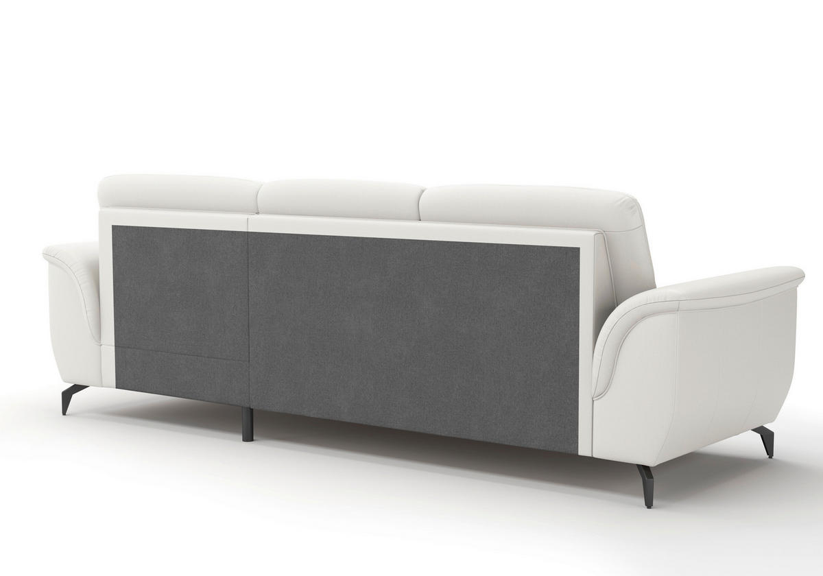 ECKSOFA in Vliesstoff Kombination Echtleder/Stoff Weiß  262/164 cm  - Schwarz/Weiß, MODERN, Leder/Textil (262/164cm) - Sit & More