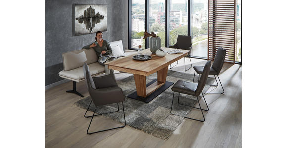 STUHL in Metall, Leder Schwarz, Schlammfarben - Schlammfarben/Schwarz, Design, Leder/Metall (45/96/58cm) - Dieter Knoll