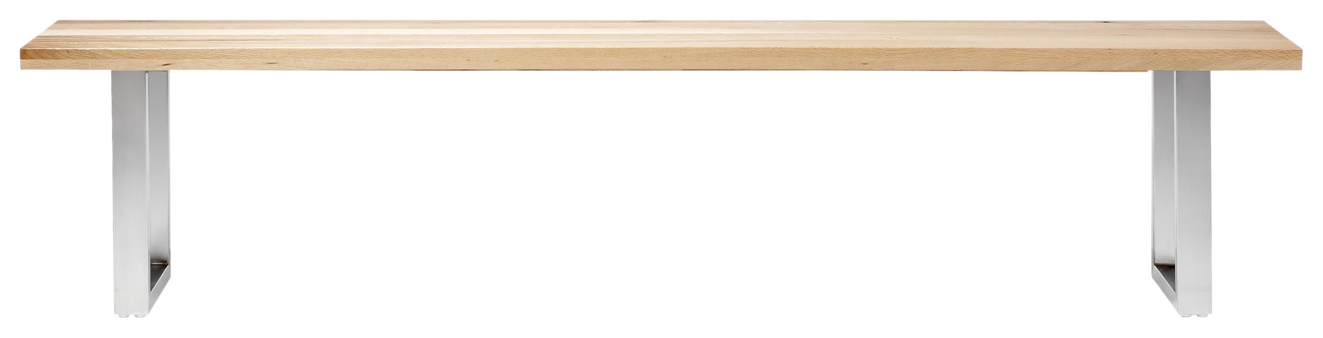 SITZBANK 220/50/40 cm Eichefarben, Edelstahlfarben Wildeiche massiv Metall - Edelstahlfarben/Eichefarben, Design, Holz/Metall (220/50/40cm) - Novel