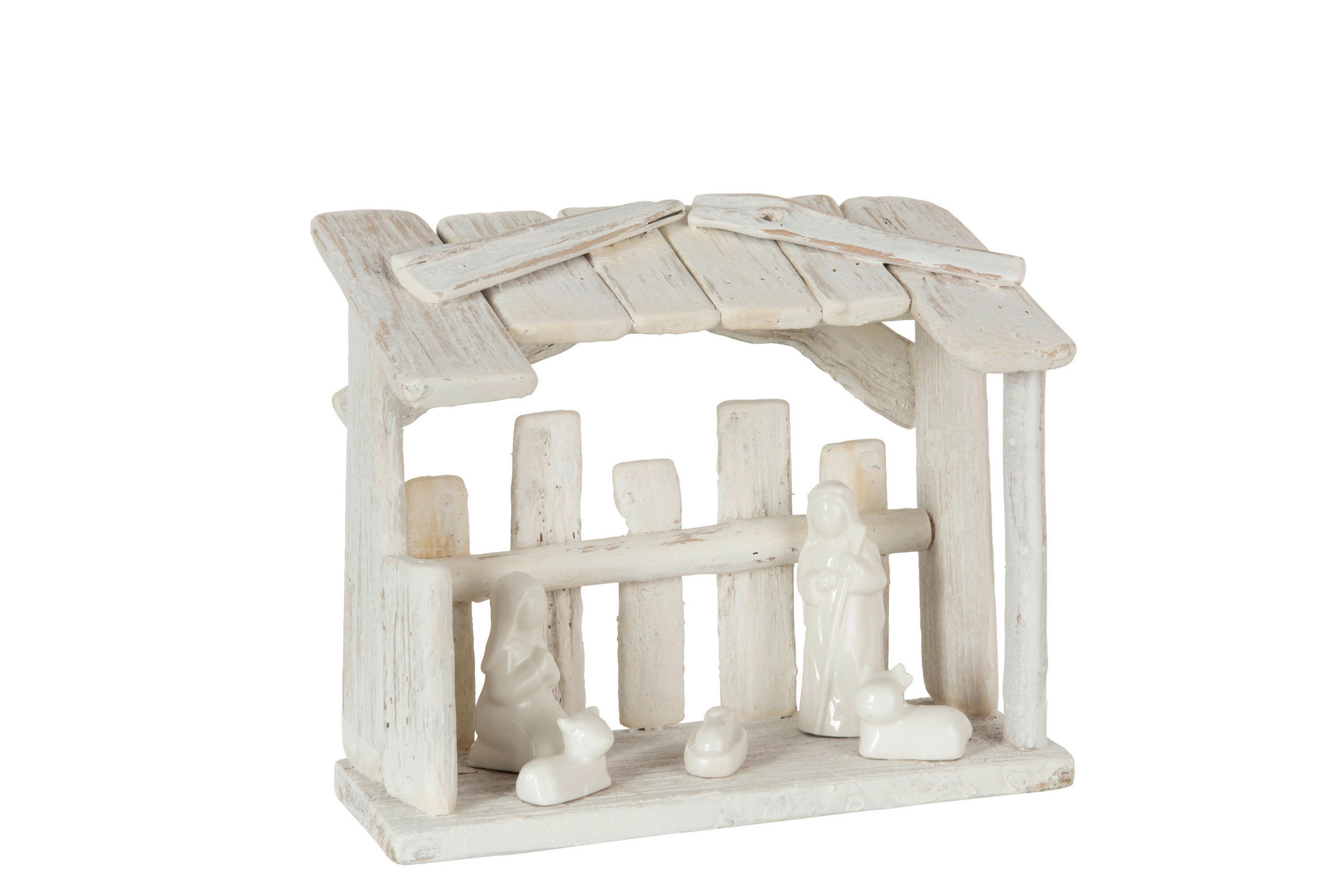 WEIHNACHTSKRIPPE - Weiß, Basics, Holz/Keramik (25/12/22cm) - X-Mas