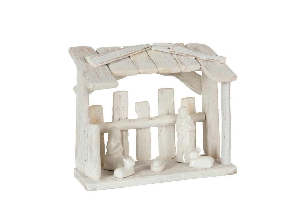 WEIHNACHTSKRIPPE - Weiß, Basics, Holz/Keramik (25/12/22cm) - X-Mas