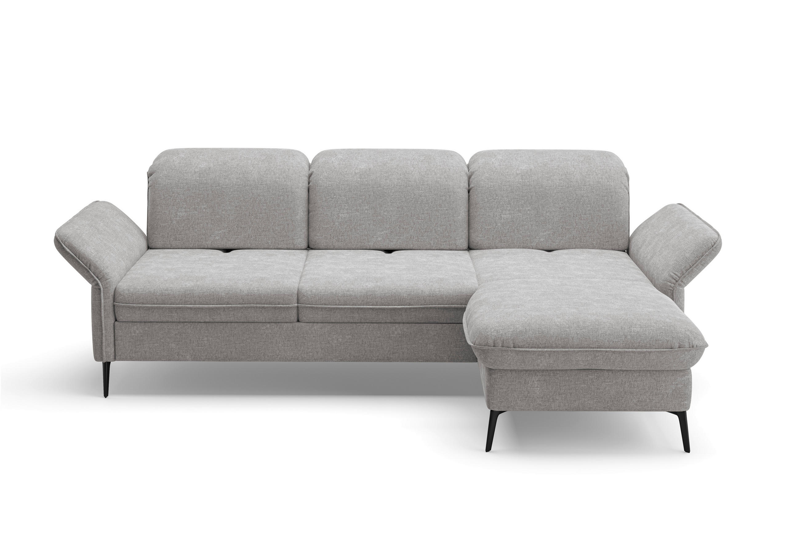 ECKSOFA in Flachgewebe Hellgrau  - Hellgrau/Schwarz, Konventionell, Textil/Metall (264/198cm) - Sit & More