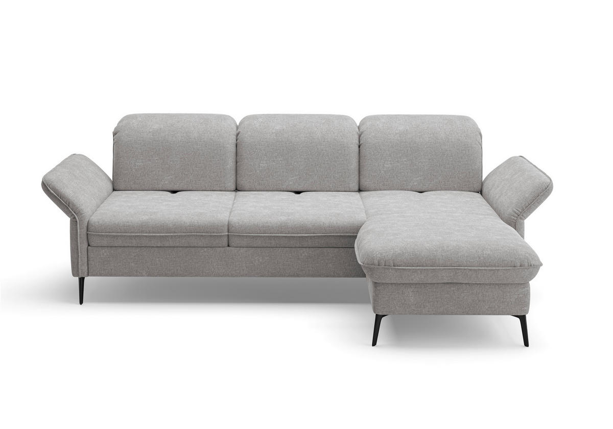 ECKSOFA in Flachgewebe Hellgrau  - Hellgrau/Schwarz, Konventionell, Textil/Metall (264/198cm) - Sit & More