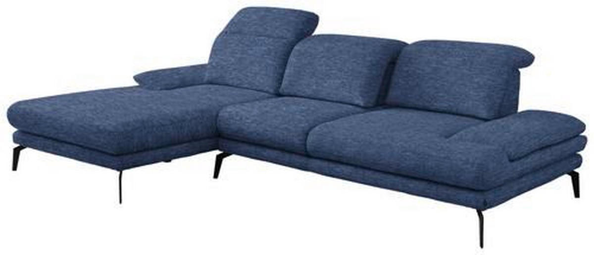ECKSOFA in Webstoff Blau  - Blau/Schwarz, Design, Textil/Metall (180/289cm) - Stylife
