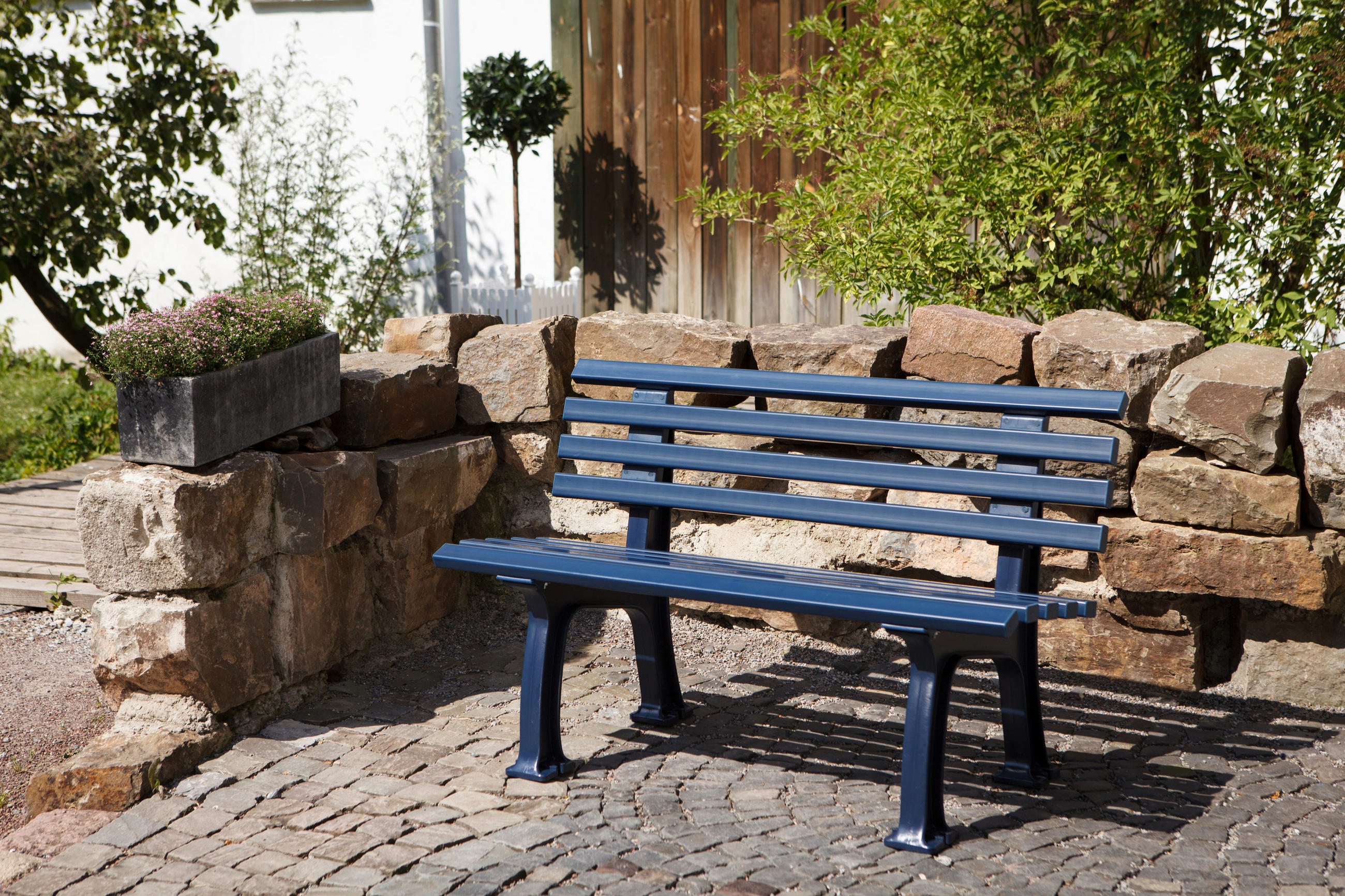 GARTENBANK 120/74/54 cm   - Blau, Basics, Kunststoff (120/74/54cm) - Modante