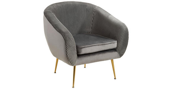 DESIGNSESSEL Samt Grau, Goldfarben - Goldfarben/Grau, Trend, Textil (74/78/72cm) - Xora