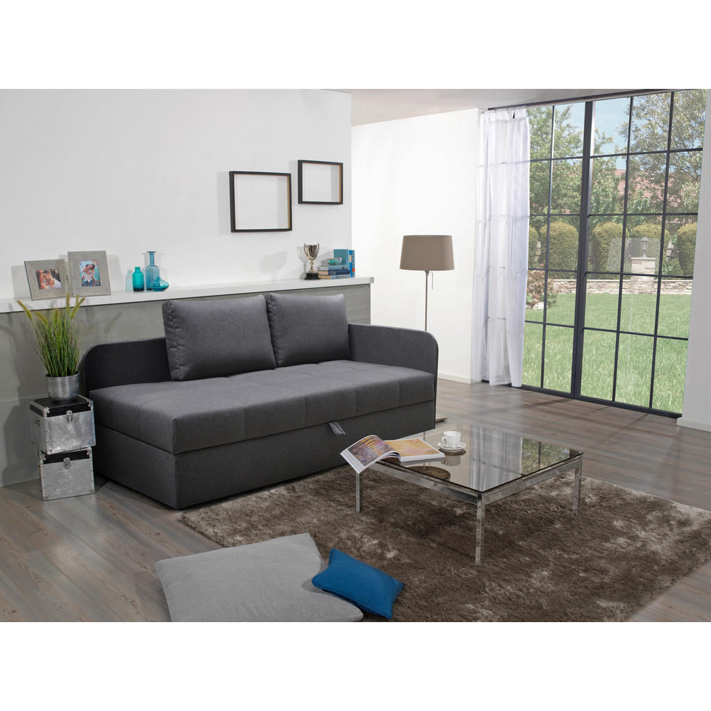 Thumbnail - Xora Liege, Grau, Textil, Uni, 2-Sitzer, Füllung: Baumwollfüllung, Polyurethan (Pur), 205x90x95 cm, Made in EU, Stoffaus...