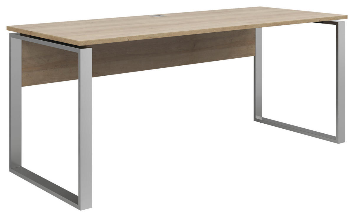 SCHREIBTISCH 180/76/77 cm  in Eichefarben  - Eichefarben, KONVENTIONELL, Holzwerkstoff/Metall (180/76/77cm) - Voleo