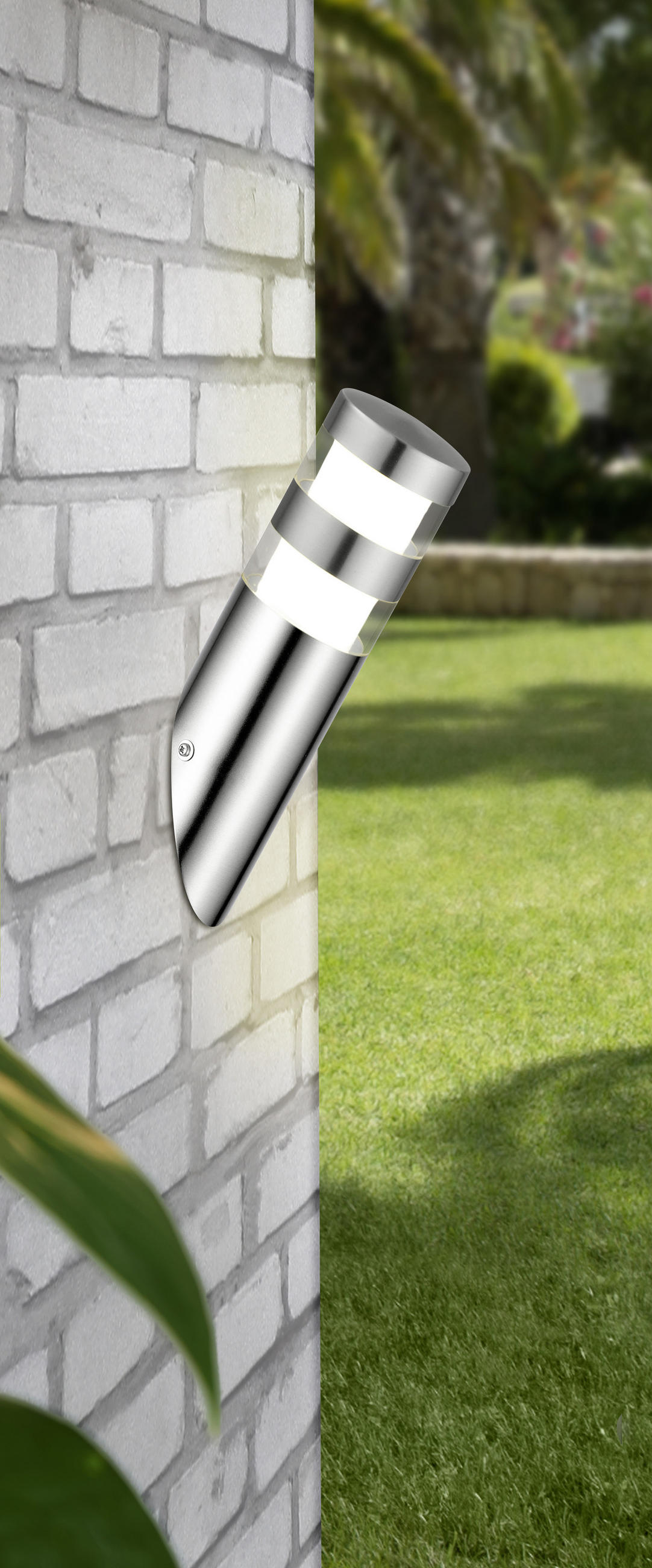 VÄGGLAMPA FÖR UTOMHUS 7,6/7,6/32 cm   - nickelfärgad, Klassisk, metall (7,6/7,6/32cm) - Ambia Garden
