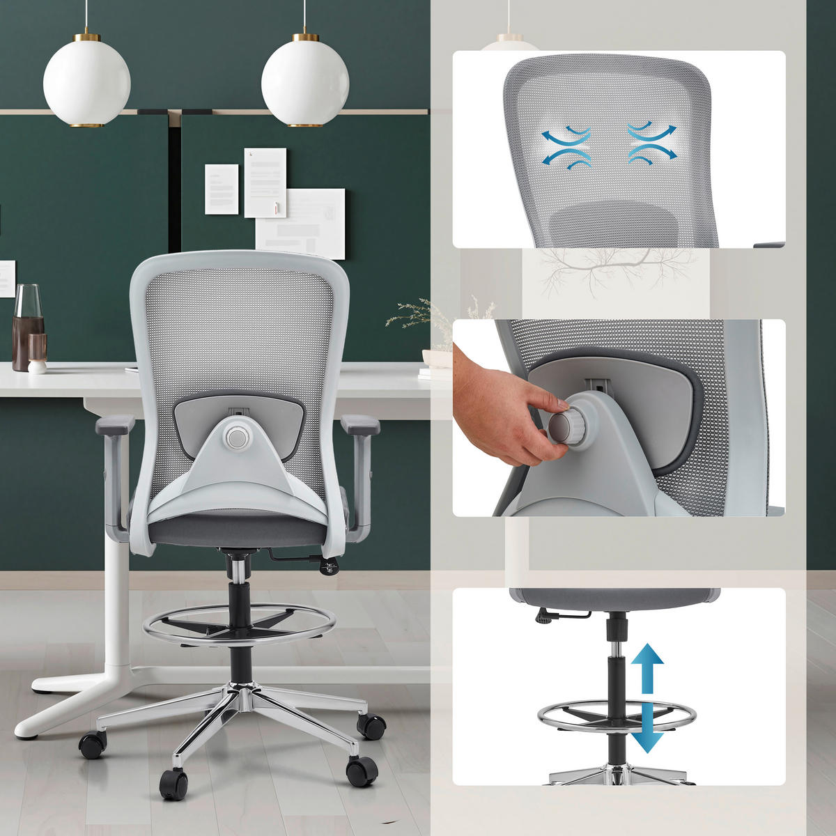DREHSTUHL Flachgewebe Grau  - Grau, MODERN, Kunststoff/Textil (68/136/60cm) - MID.YOU