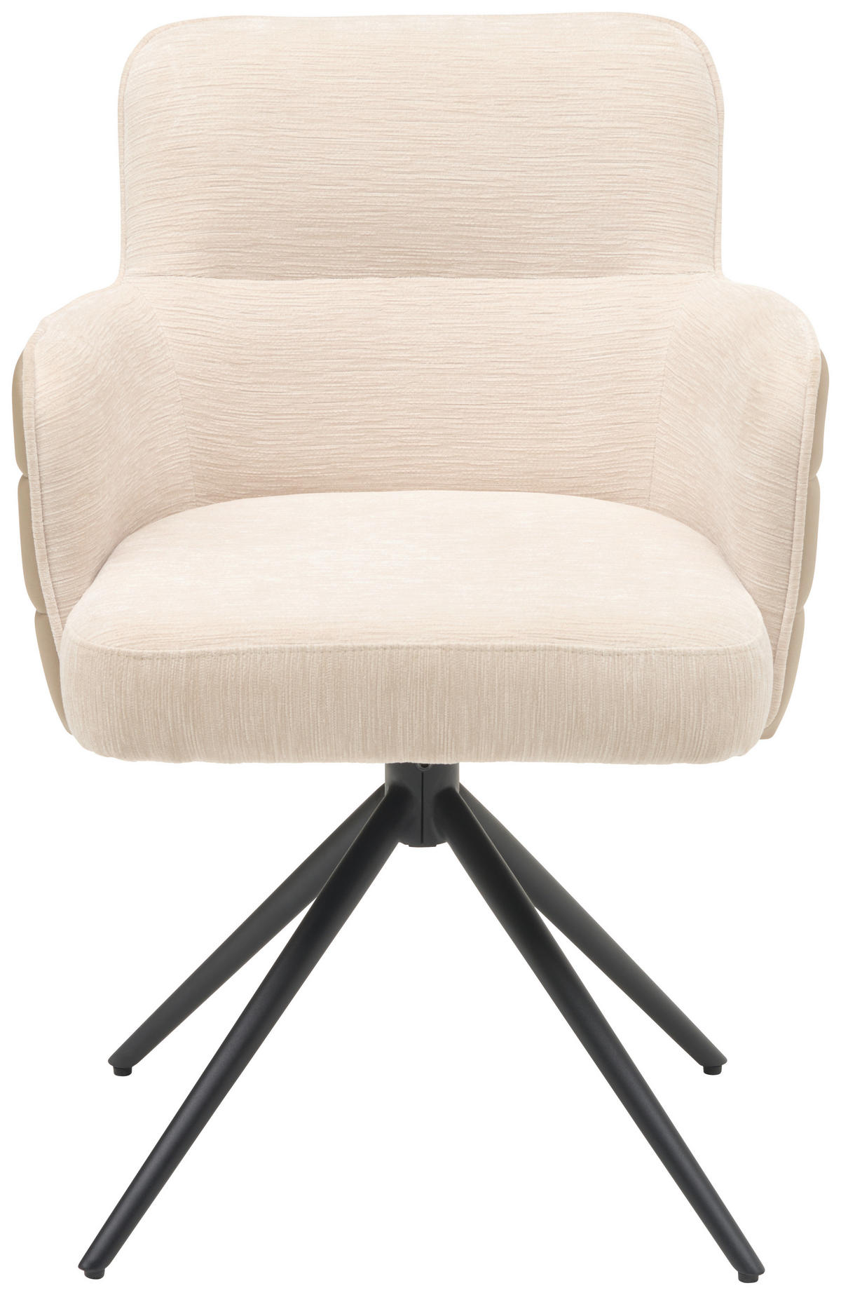 ARMLEHNSTUHL  in Eisen Lederlook, Webstoff  - Beige/Schwarz, KONVENTIONELL, Textil/Metall (58/82/64cm) - MID.YOU