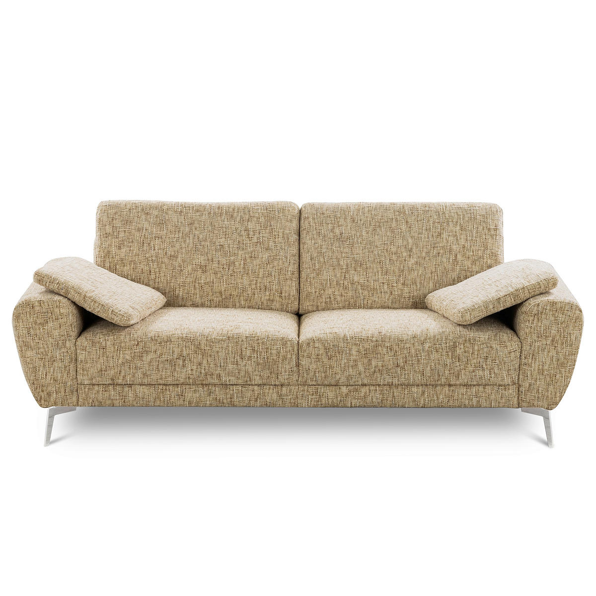 3-SITZER-SOFA SPRING in Webstoff Hellbraun Modern  - Chromfarben/Hellbraun, Design, Textil/Metall (187/85/92cm) - Livetastic