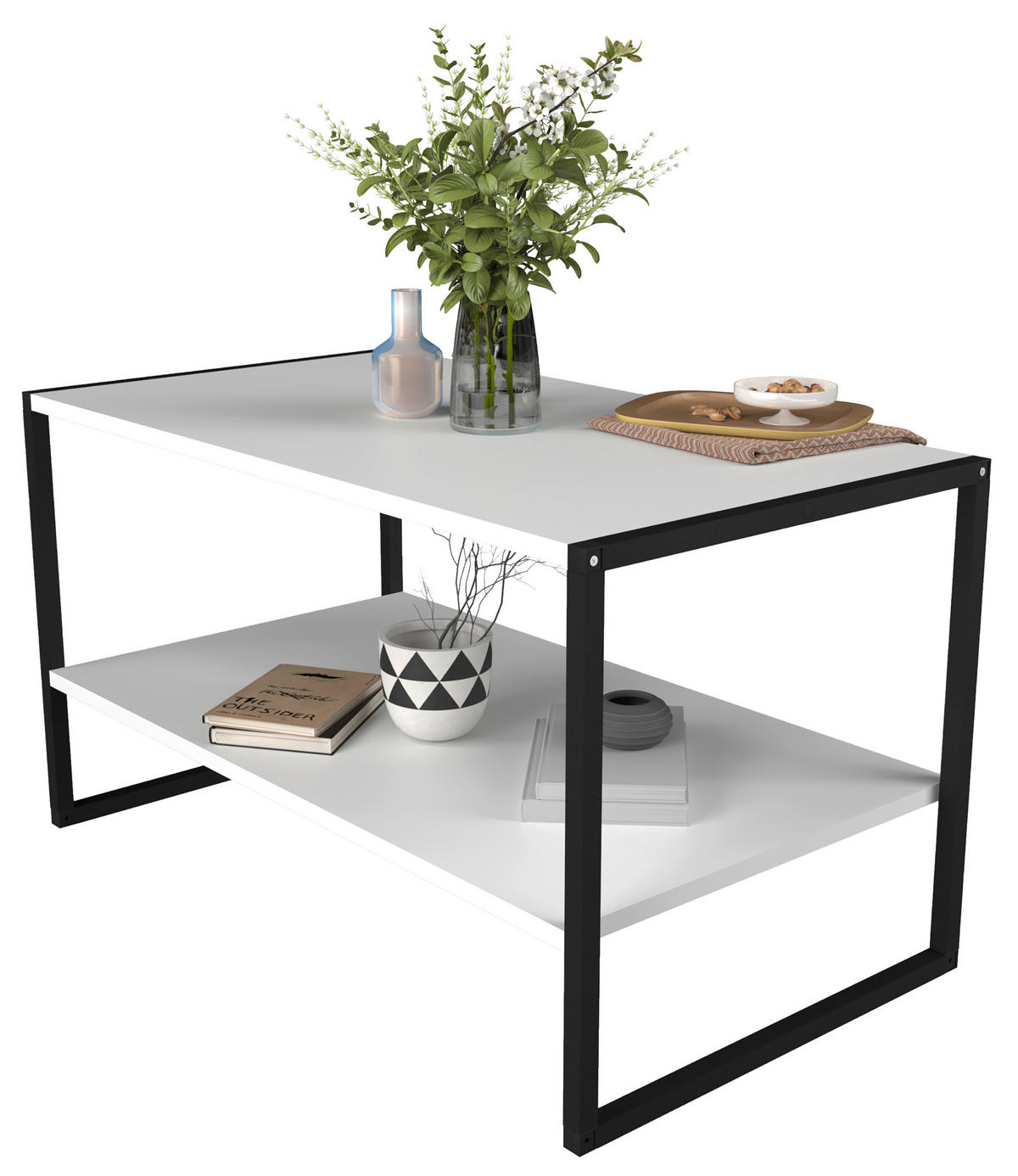 COUCHTISCH in Holzwerkstoff 90/50/50 cm  - Weiss/Schwarz, Design, Holzwerkstoff/Metall (90/50/50cm) - MID.YOU