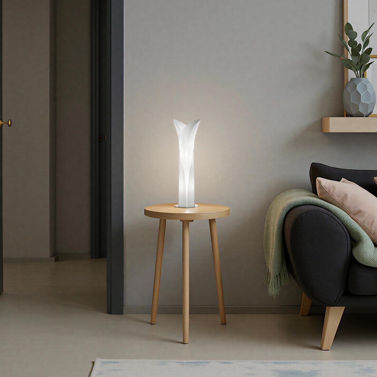 STEHLEUCHTE LAS PALMAS 37,5/40/153,5 cm  - Alufarben/Weiß, Design, Kunststoff/Metall (37,5/40/153,5cm) - Slamp