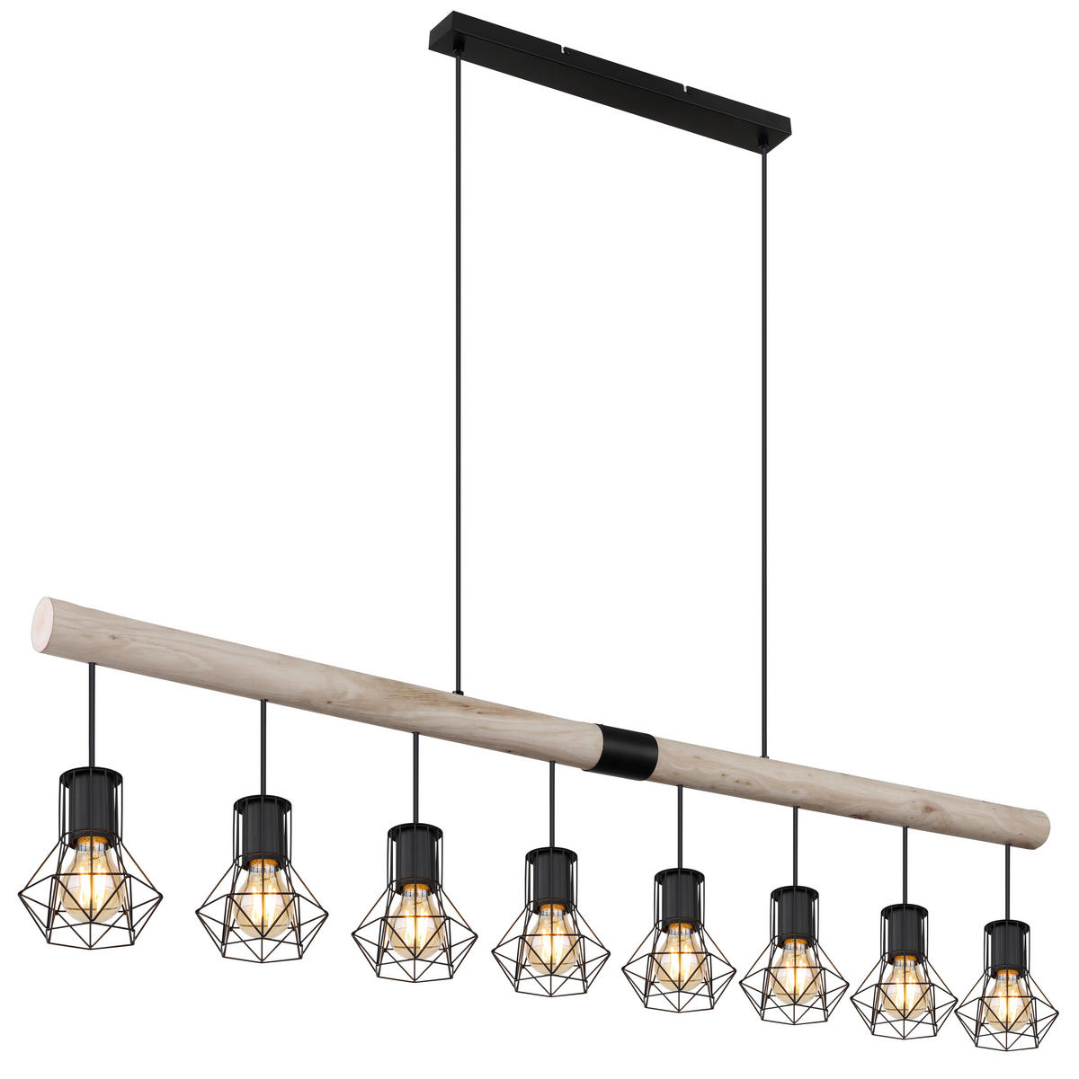HÄNGELEUCHTE 140/13,3/120 cm    - Schwarz/Naturfarben, Natur, Holz/Kunststoff (140/13,3/120cm) - Globo