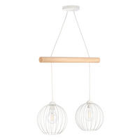HÄNGELEUCHTE 60/24/90 cm  - Hellbraun/Weiß Hochglanz, Basics, Holz/Metall (60/24/90cm)