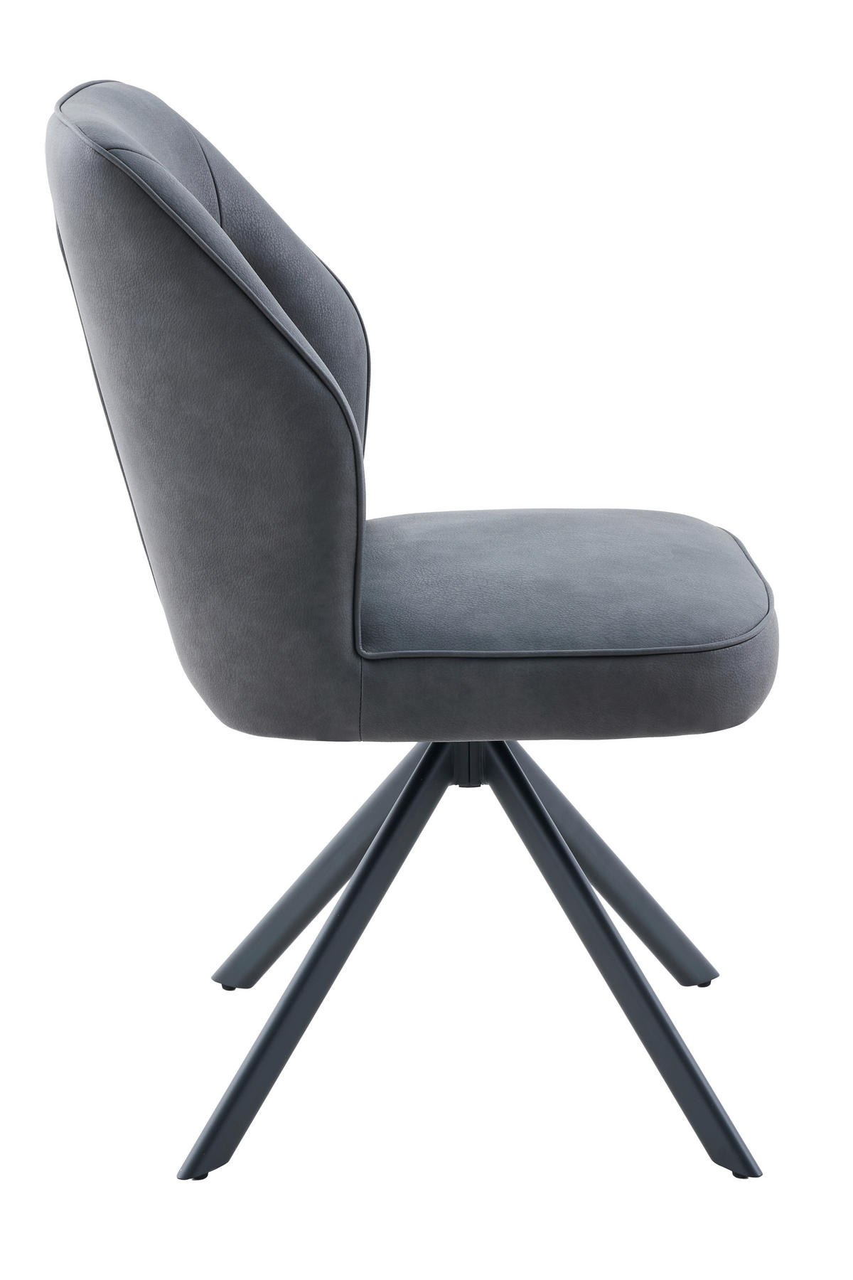 STUHL-SET 2 Stück erweiterbar, Sitzfläche 360° drehbar Lederlook  - Anthrazit/Schwarz, MODERN, Textil/Metall (51/92/65cm) - MID.YOU