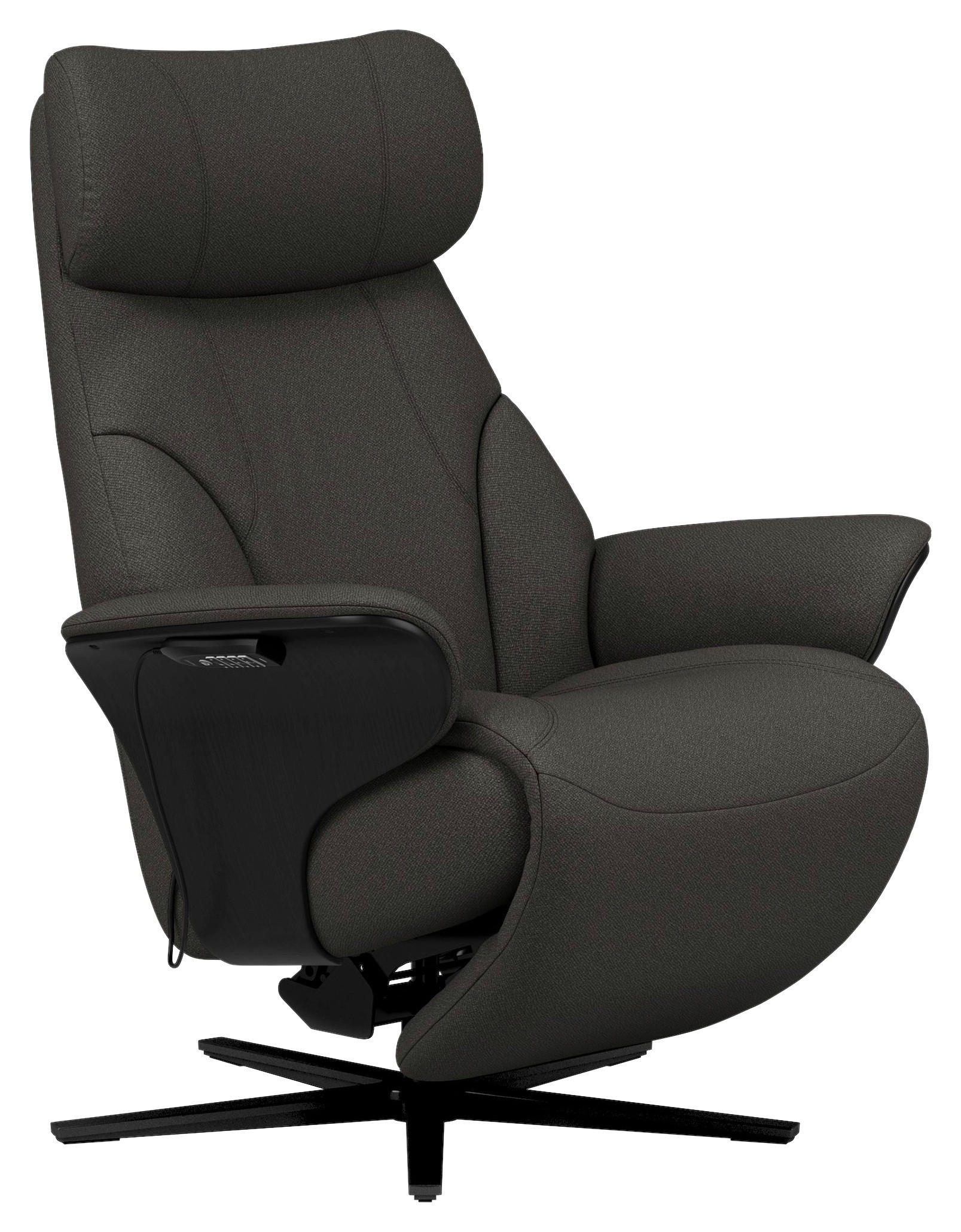 RELAXSESSEL Flachgewebe Relaxfunktion, Kopfteilverstellung, Fußteilverstellung, Rücken echt    - Dunkelgrau/Schwarz, Design, Holz/Textil (86/116/87cm) - Stressless
