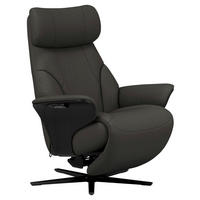 RELAXSESSEL Flachgewebe Relaxfunktion, Kopfteilverstellung, Fußteilverstellung, Rücken echt    - Dunkelgrau/Schwarz, Design, Holz/Textil (86/116/87cm) - Stressless
