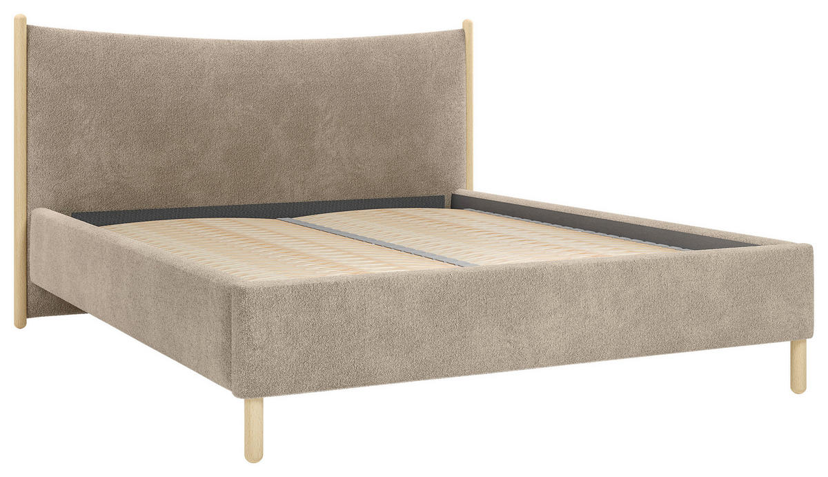 STOPPAD SÄNG 140/200 cm  i brun  - bokfärgad/brun, Modern, metall/trämaterial (140/200cm) - MID.YOU