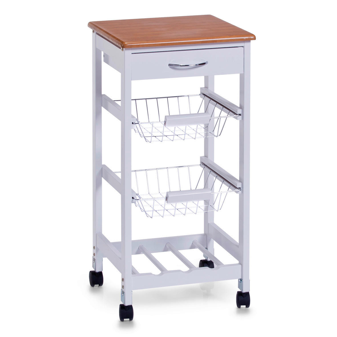 SERVIERWAGEN Bambus Weiß  - Weiß, Basics, Holz/Holzwerkstoff (37/37/76,5cm) - Zeller Present