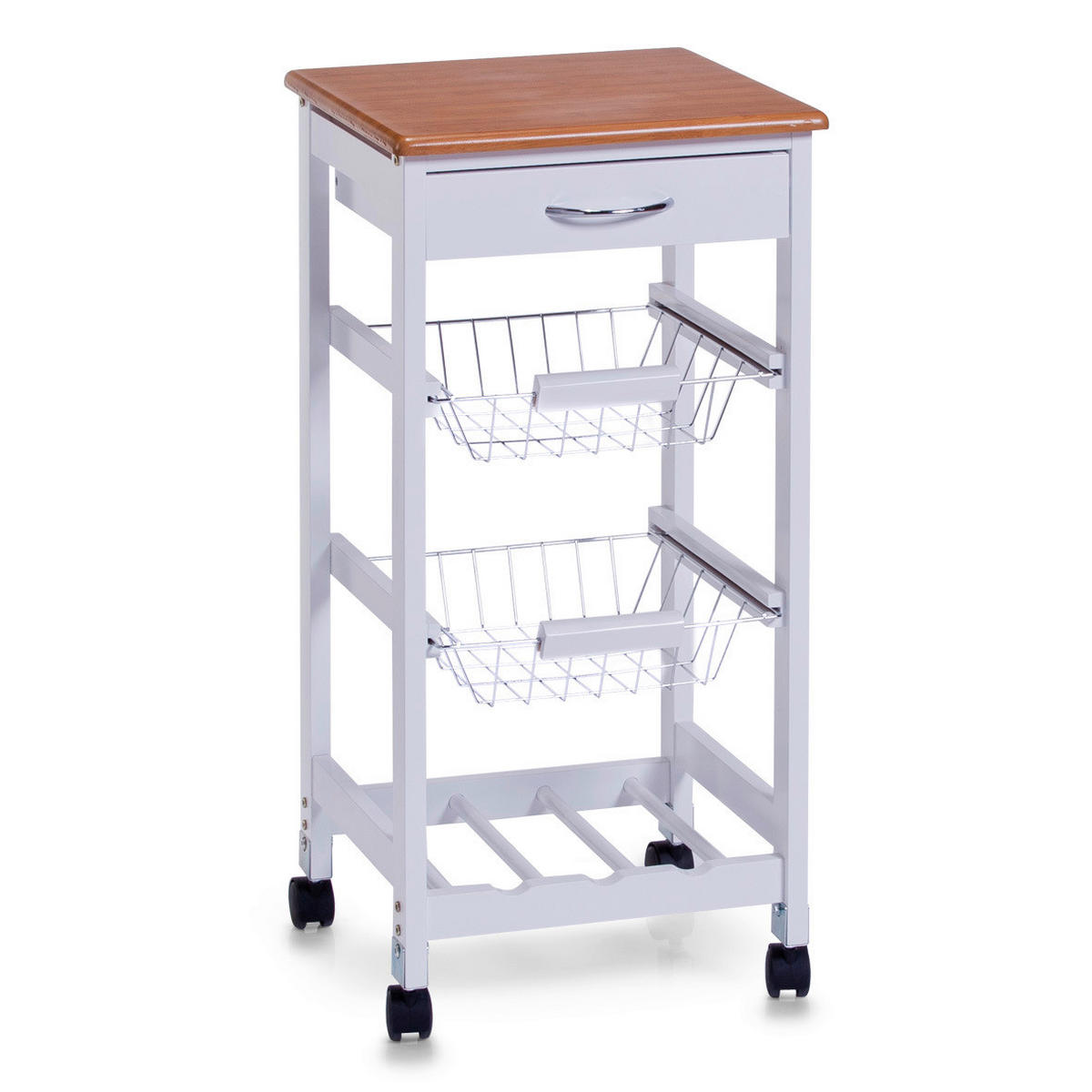 SERVIERWAGEN Bambus Weiß  - Weiß, Basics, Holz/Holzwerkstoff (37/37/76,5cm) - Zeller Present