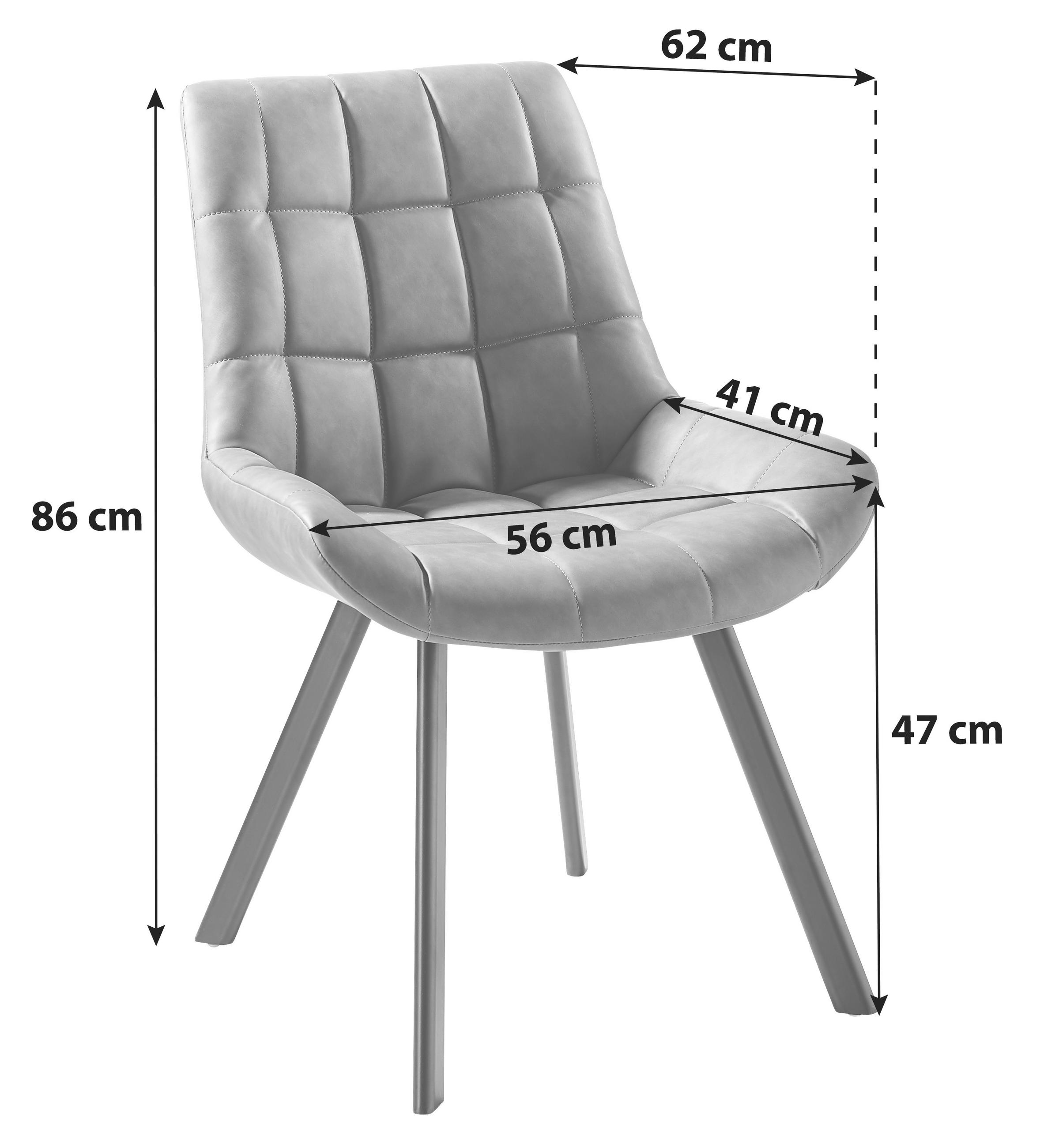 STUHL  in Eisen Lederlook Metall, Textil  - Schwarz/Grau, KONVENTIONELL, Textil/Metall (56/84/60cm) - Livetastic