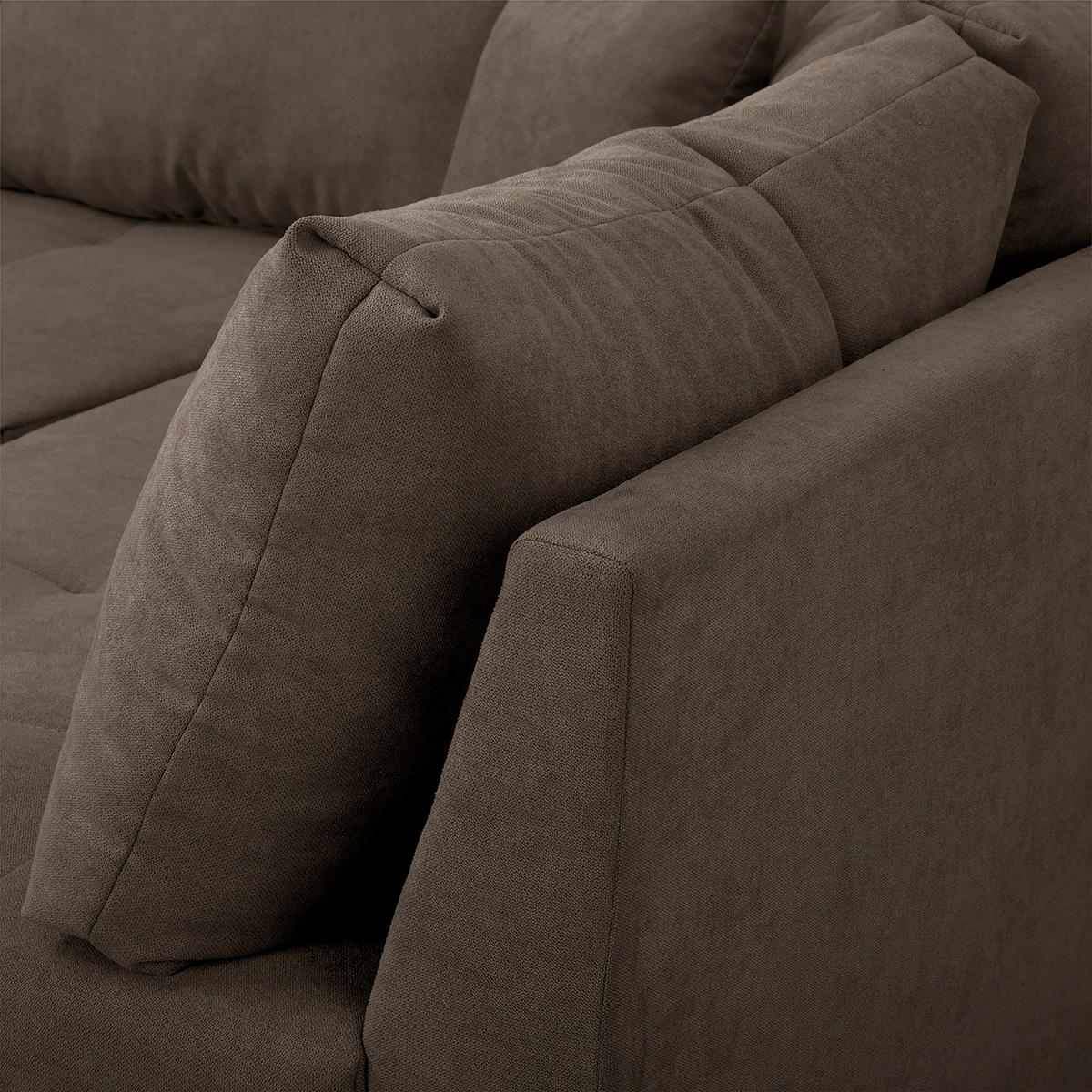 ECKSOFA inkl. Hocker Ariella Braun Mikrofaser  - Naturfarben/Braun, Design, Holz/Textil (161/231cm) - Livetastic