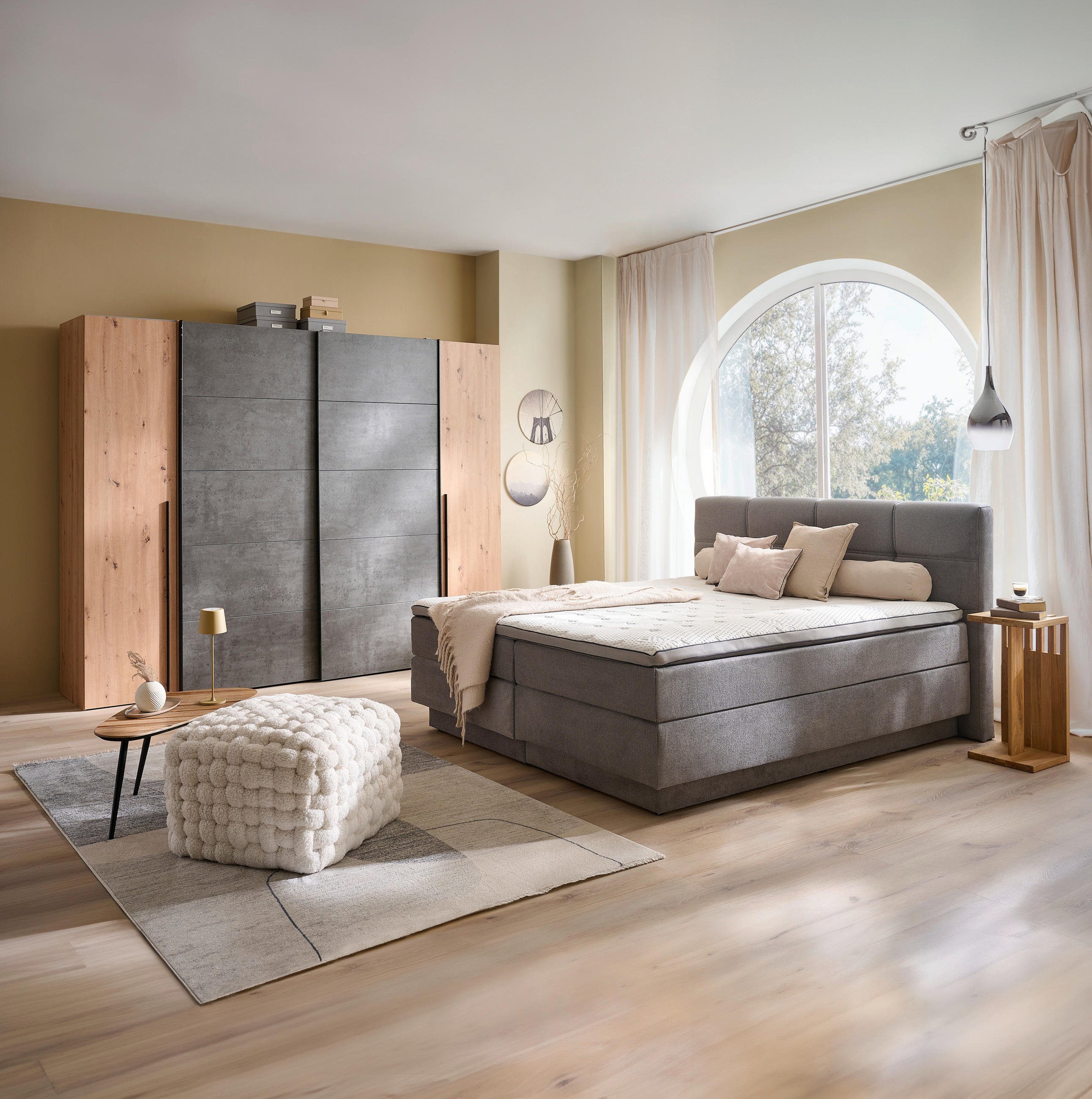 BOXSPRINGBETT 180/200 cm  in Grau  - Schwarz/Grau, KONVENTIONELL, Kunststoff/Textil (180/200cm) - Carryhome