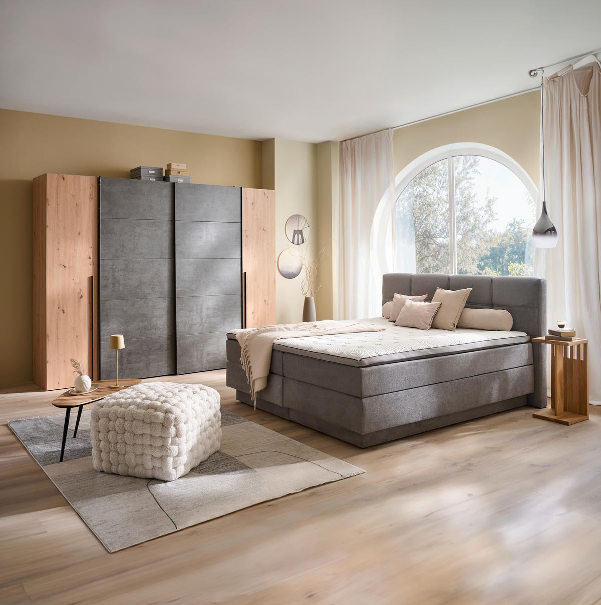 BOXSPRINGBETT 180/200 cm  in Grau  - Schwarz/Grau, Konventionell, Kunststoff/Textil (180/200cm) - Carryhome