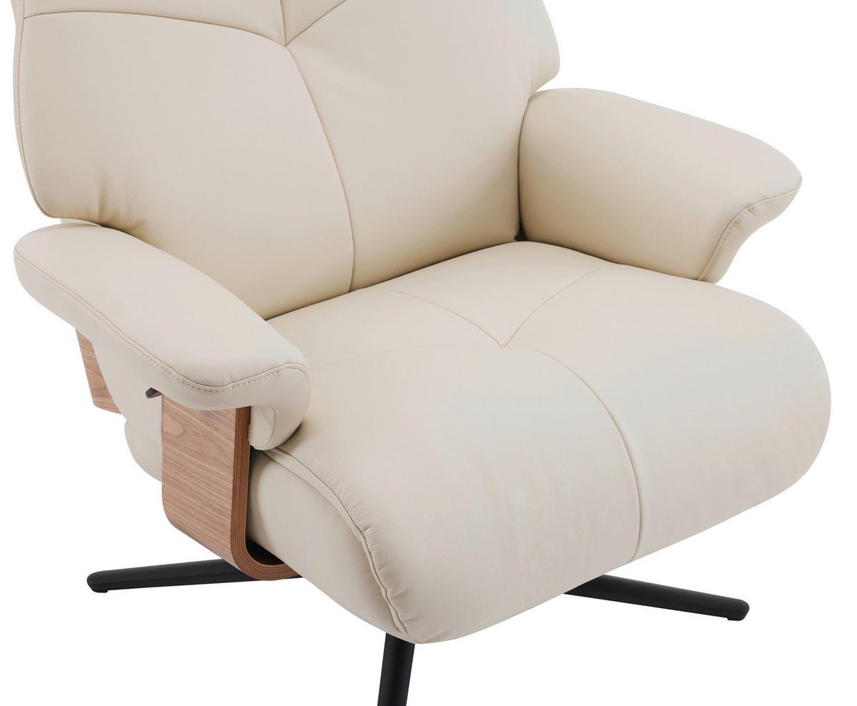 RELAXSESSELSET Lederlook Echtleder Hocker    - Beige/Schwarz, MODERN, Leder/Holz (78/111/81cm) - Livetastic