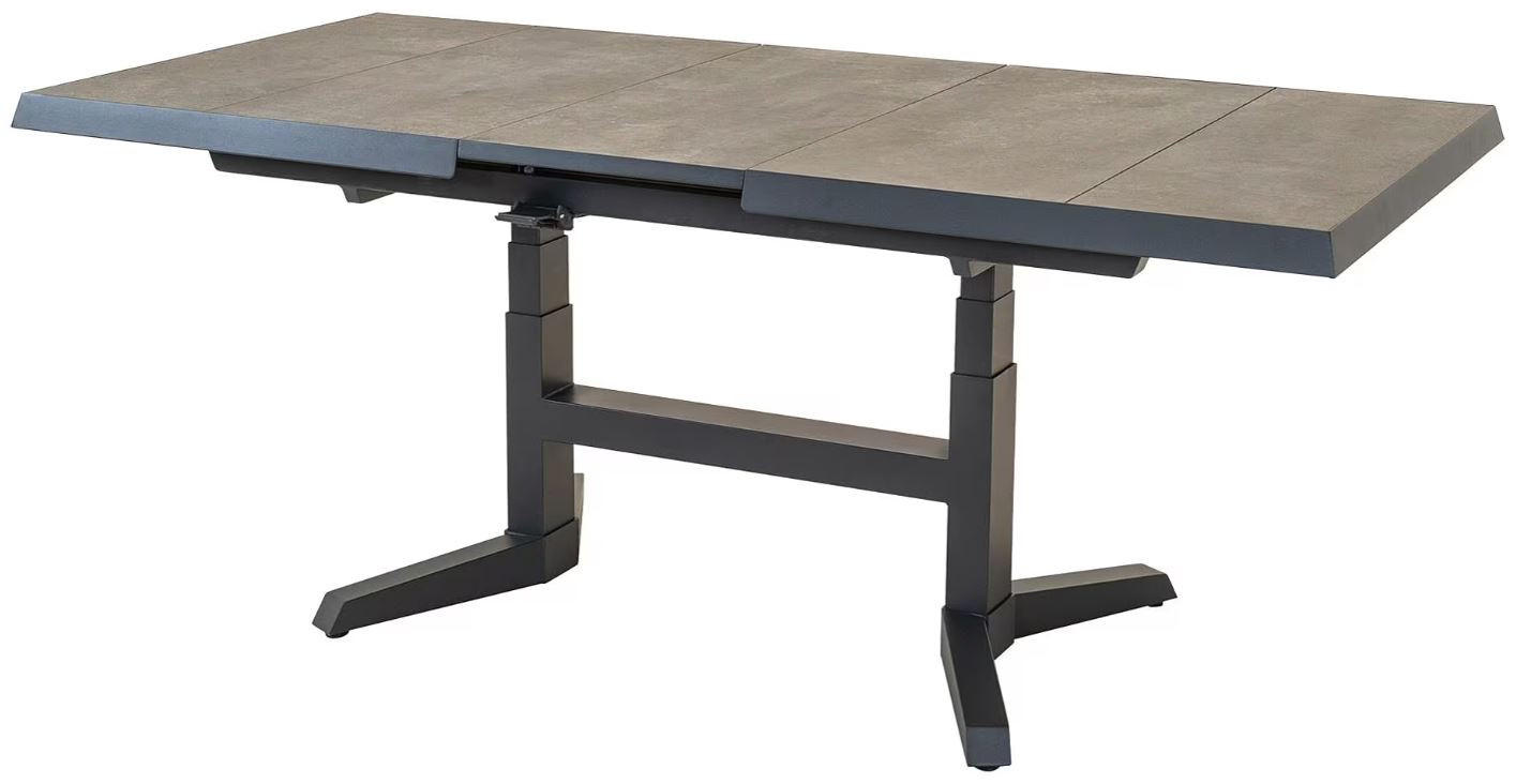 GARTENTISCH 163-203/93/54-74 cm Metall, Keramik rechteckig  - Schieferfarben/Anthrazit, MODERN, Keramik/Metall (163-203/93/54-74cm) - Ambia Garden