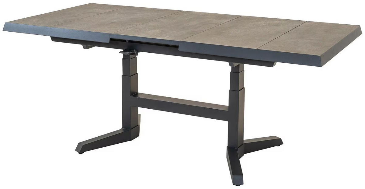 GARTENTISCH 163-203/93/54-74 cm Metall, Keramik rechteckig  - Schieferfarben/Anthrazit, MODERN, Keramik/Metall (163-203/93/54-74cm) - Ambia Garden