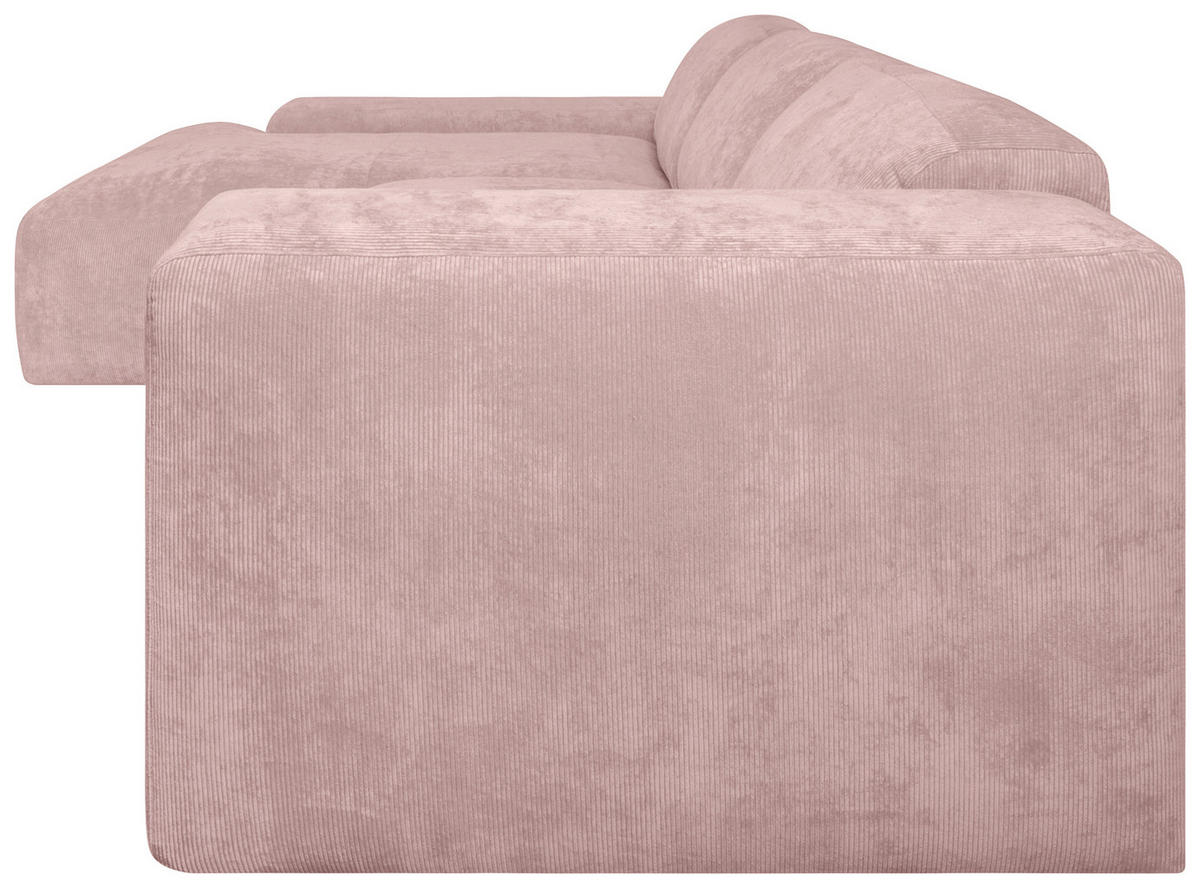 ECKSOFA HANNAH Rosa Cord  - Schwarz/Rosa, Design, Kunststoff/Textil (170/343cm) - MID.YOU