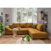 ECKSOFA Cognac Cord  - Dunkelgrün/Cognac, Design, Holz/Textil (298/202cm) - MID.YOU
